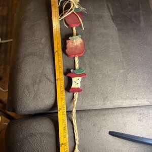 Country RED APPLE Decor Wooden Hanging In Eaten Stages for Country Decor